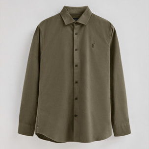 Camicia verde militare slim fit e collo italiano con logo Rigby Go