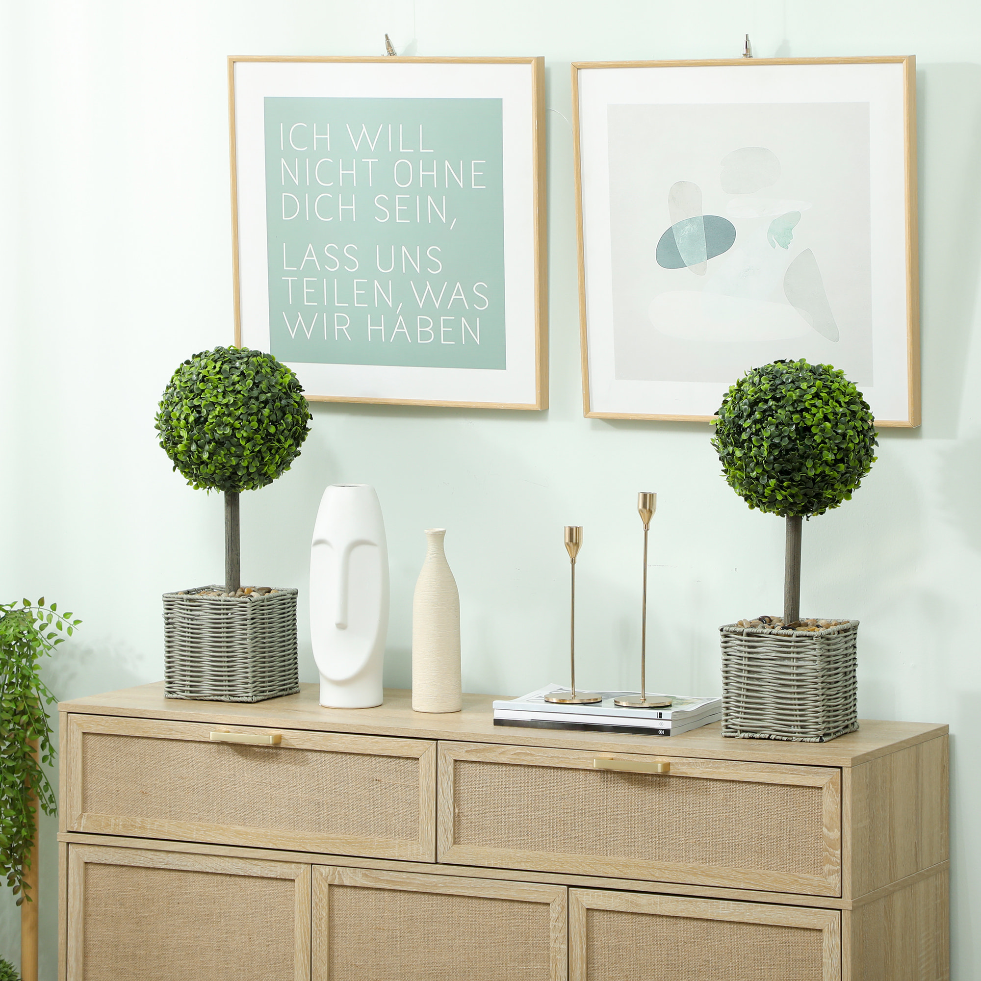 Lot de 2 plantes artificielles 50H cm en plastique vert