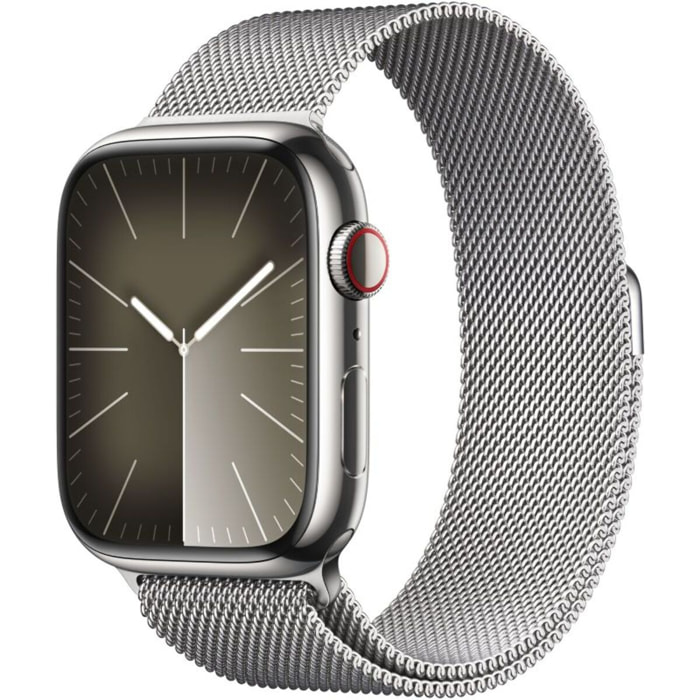 Montre connectée APPLE WATCH Serie 9 Cellular 45mm Acier/Argent Milanais Argent Loop