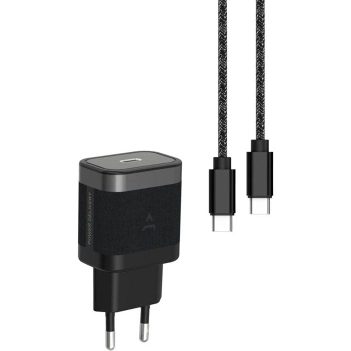 Chargeur + câble ADEQWAT USB-C 35W + Câble USB-C 1M Noir