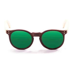 Gafas de sol OCEAN LIZARD WOOD - De brazo de bambú con montura marrón oscuro mate y / Revo verde