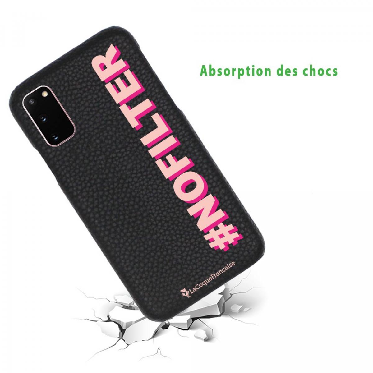 Coque Samsung Galaxy S20 effet cuir grainé noir No Filter rose et fushia Design La Coque Francaise