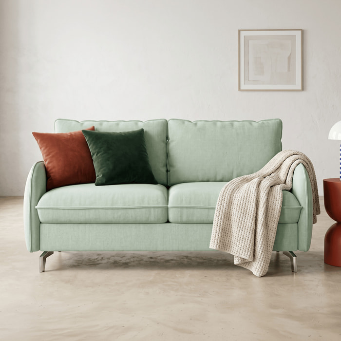 Canapé droit convertible 3 places en tissu chenille - ouverture express - NOVOLI