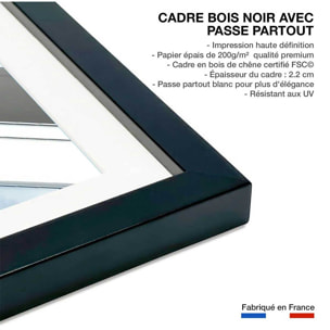 Affiche architecture urbaine balcons sur angle Affiche + cadre en bois - Noir