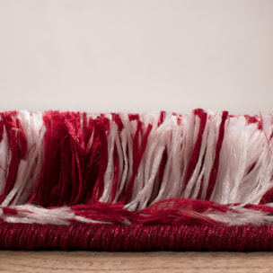 Oslo - tapis de salon abstrait design moderne à poils longs rouge