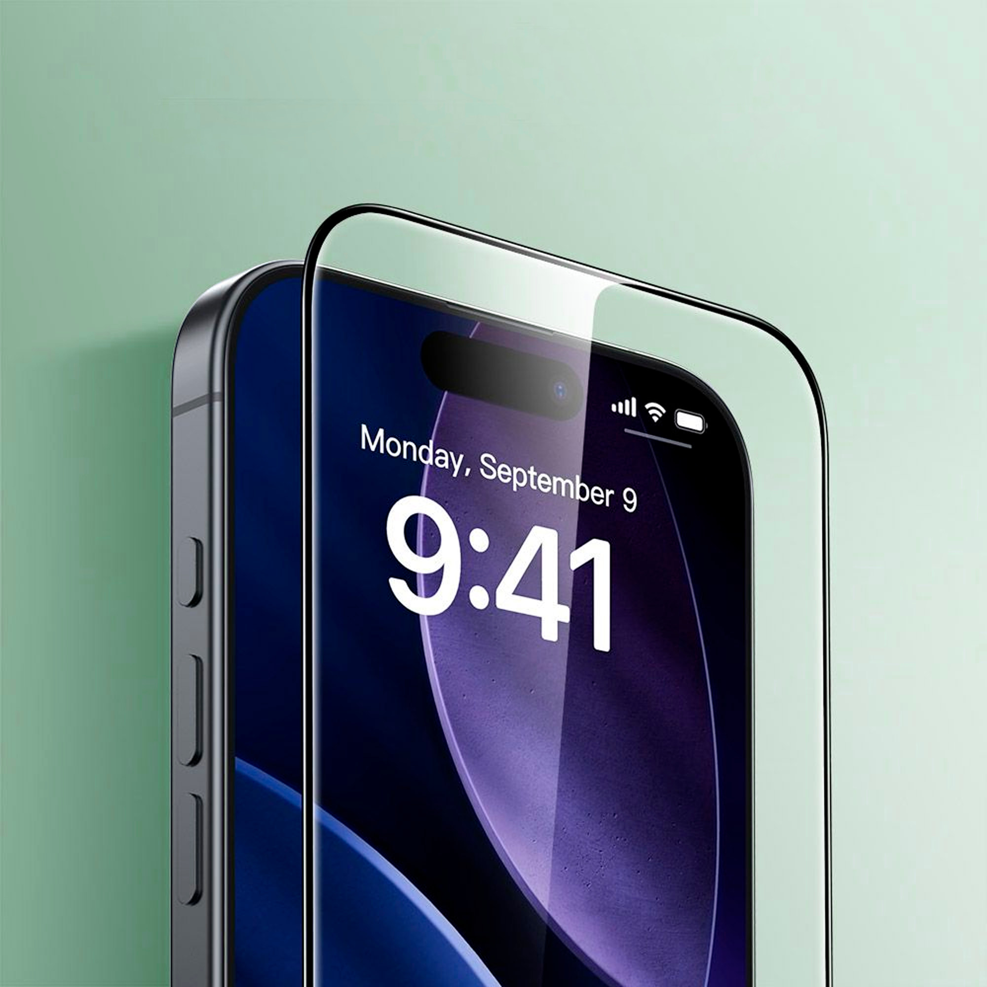 Protezione dello schermo in vetro temperato 9H e design 9D con bordi neri per iPhone 17 Pro.