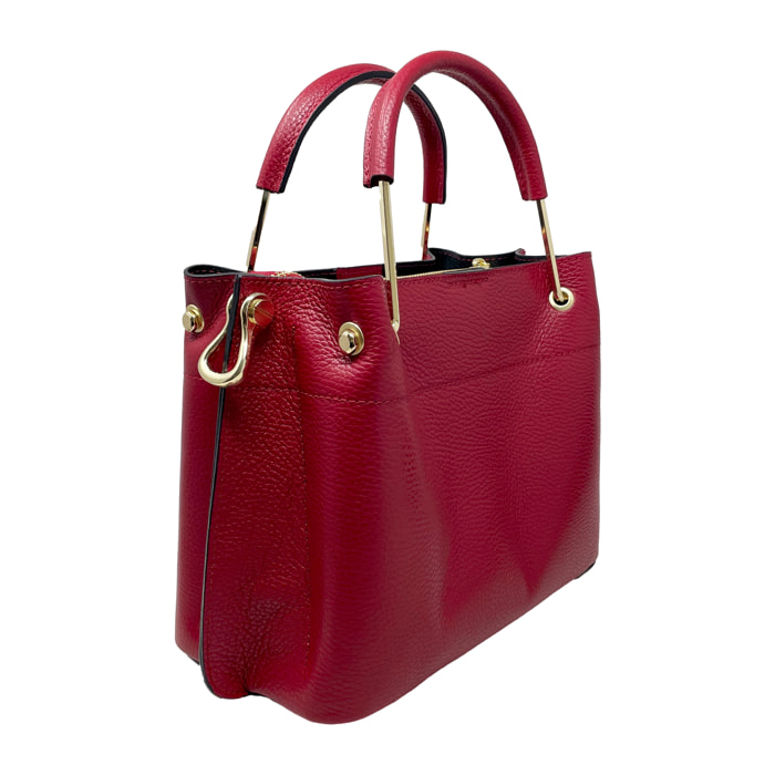 Chicca Borse - Borsa a Mano Donna in Vera Pelle - Colore Rosso