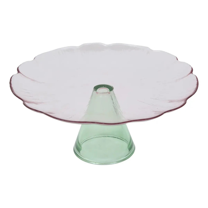 Présentoir Fleur de rose D28cm rose et vert