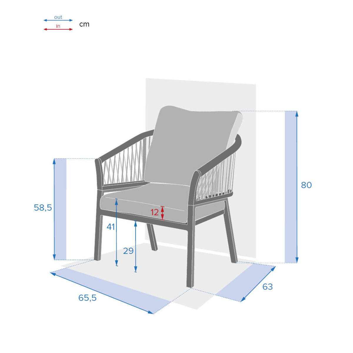 Fauteuil de salon de jardin "Oriengo" anthracite & graphite en aluminium traité époxy