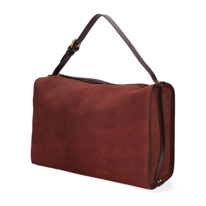 Borsa a spalla da donna Made in Italy - Modello Cielia Pro - Pelle scamosciata - 35.0 x 23.0 x 14.0 cm