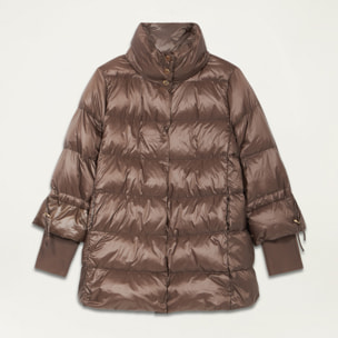 Oltre - Midi down jacket in real feather - Marrón