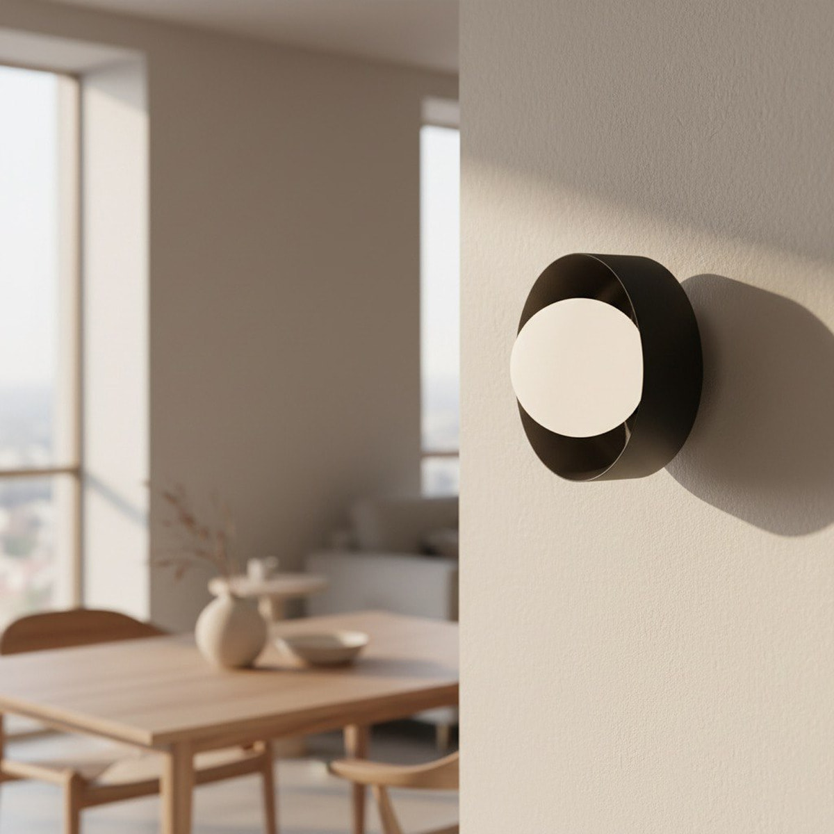 Lampada a parete Lulu in acciaio nero con diffusore sferico