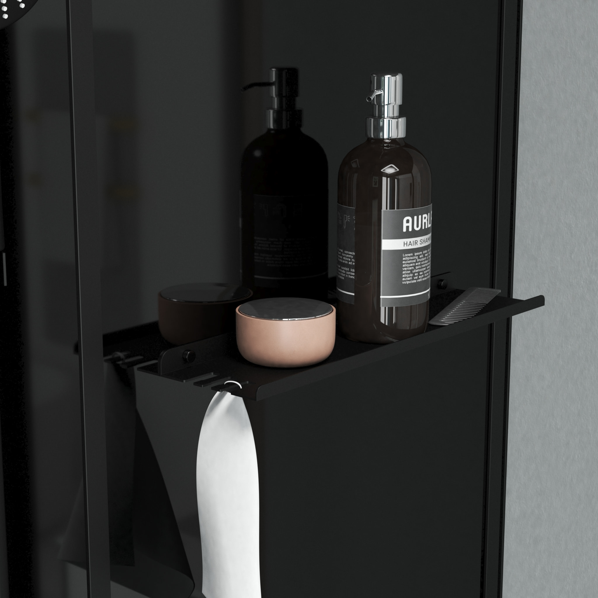 Cabine de douche Hydromassante 115x90x218 cm - Porte coulissante - Fonds & Profilés Noir Mat