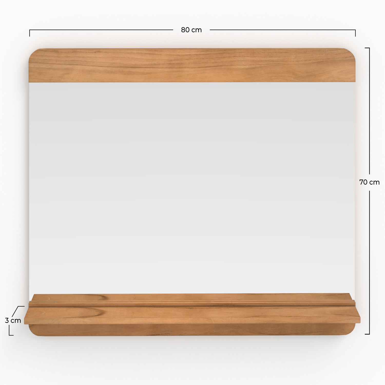 Miroir mural de salle de bain rectangulaire avec étagère - Nymphea