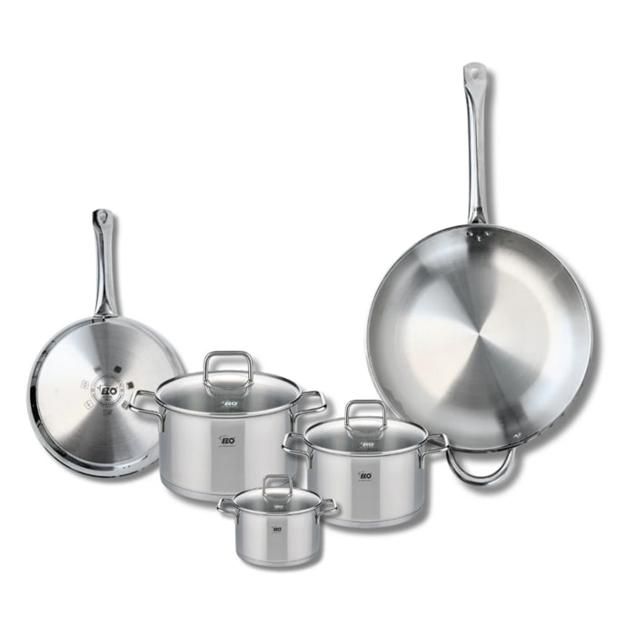Ensemble de 2 Poêles de cuisson 24 et 32 cm et 3 faitouts 12, 16 et 20 cm Elo Profi Citrin