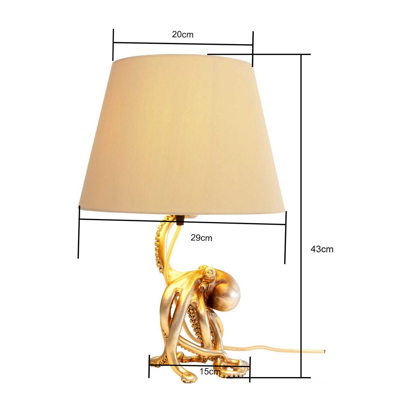 Lampe pieuvre dorée 44cm Kare Design