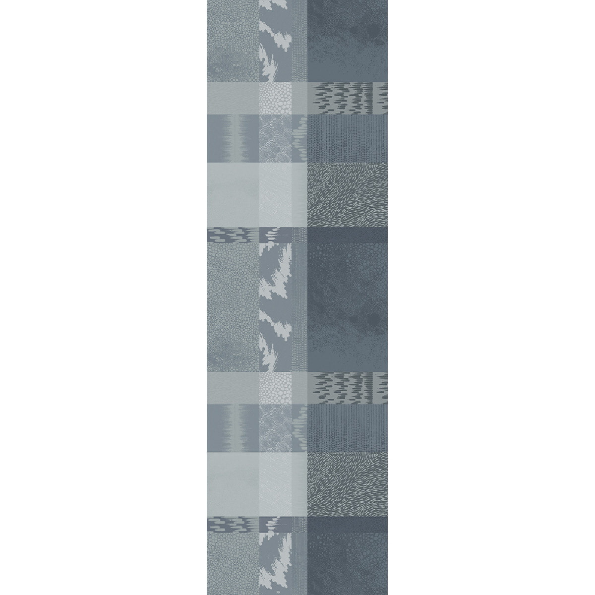 Chemin de table pur coton motif jacquard bleu gris Mille matieres orage