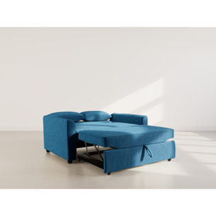 Ernest - Canapé droit 2 places convertible en velours côtelé - Bleu