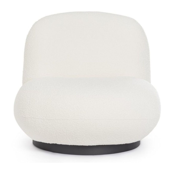 Poltrona girevole MARGOT in tessuto effetto bouclé bianco