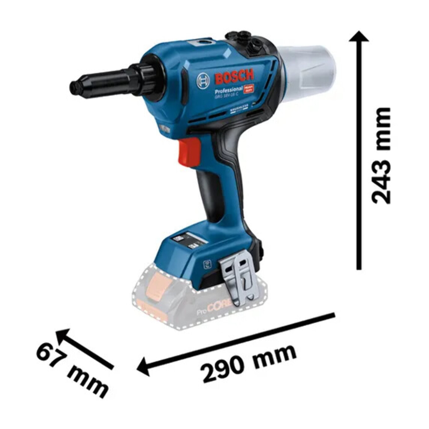 Riveteuse BOSCH GRG 18V-16 C Solo L-BOXX - Sans batterie, ni chargeur - 06019K5002