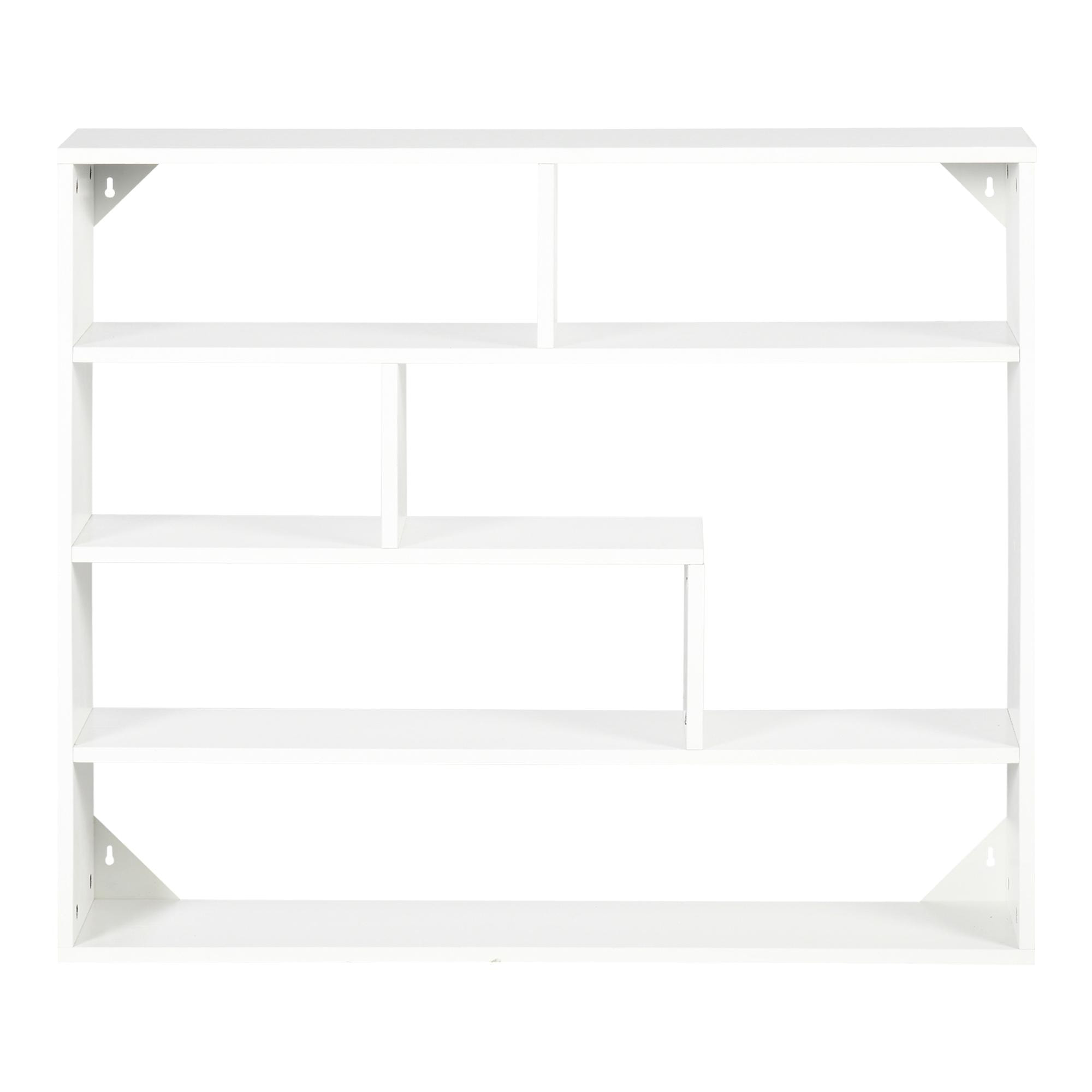 HOMCOM Estantería de Pared de 4 Niveles Balda Flotante con 7 Compartimientos Abiertos para Salón Dormitorio Oficina Estilo Moderno 94x19,5x80 cm Blanco