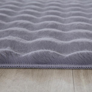 LAPONIE - Tapis uni doux en relief Gris