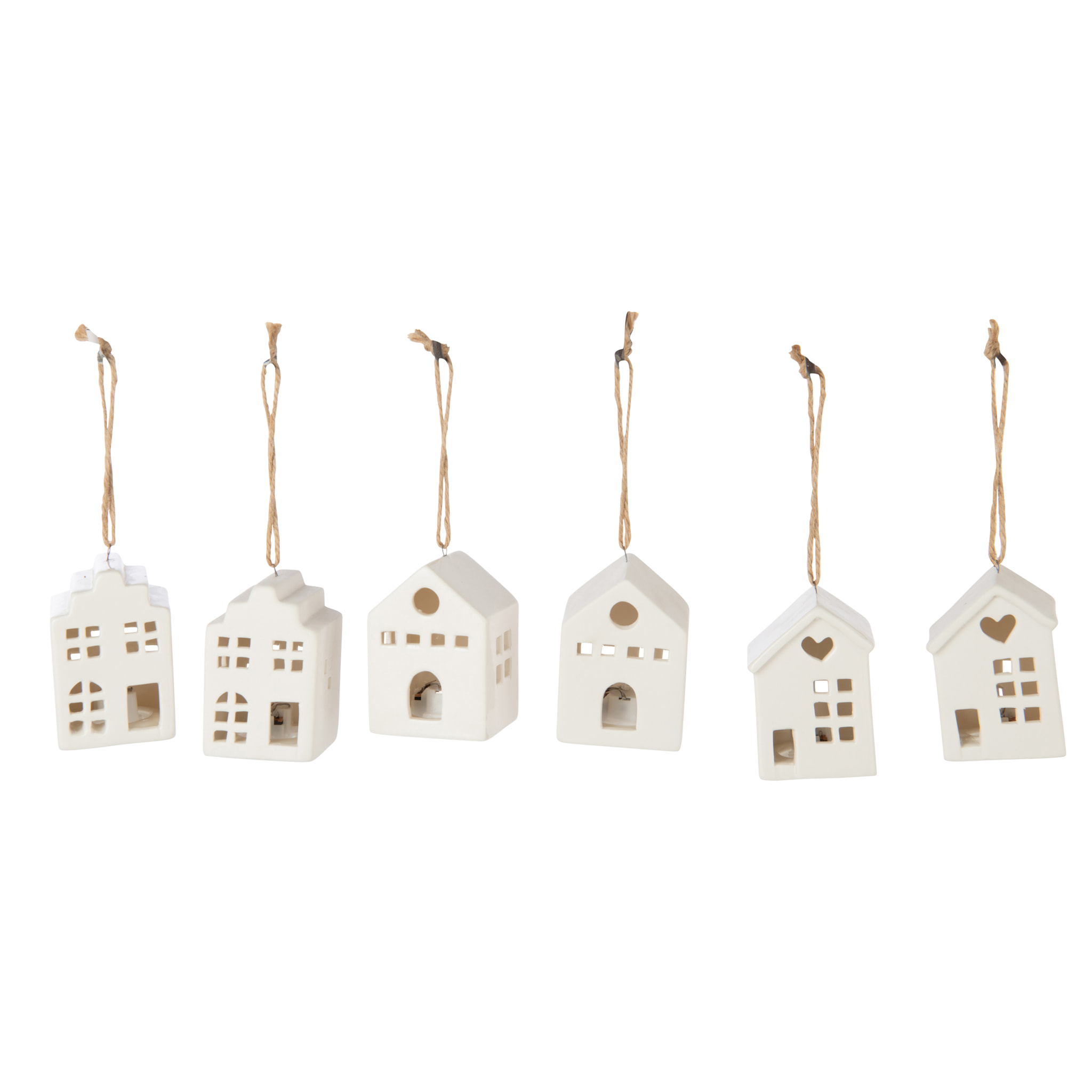 J-Line suspension Maison - céramique - blanc - 6 pièces - lumières LED