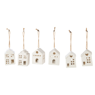 J-Line suspension Maison - céramique - blanc - 6 pièces - lumières LED