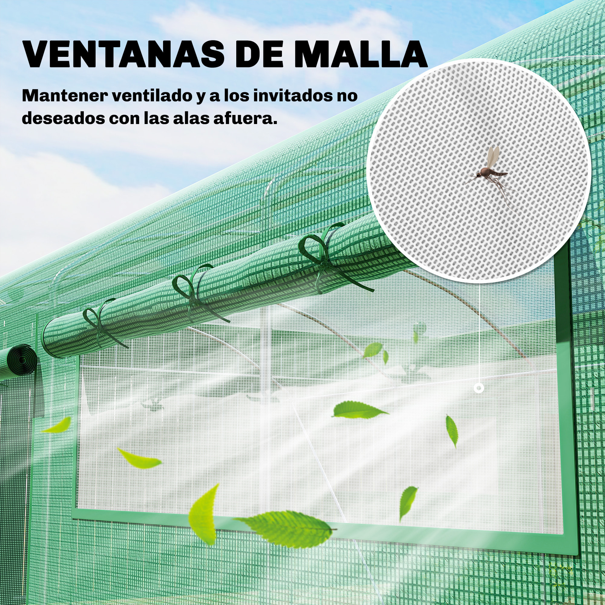 Invernadero de Exterior 6x3x2 m, Invernadero de Túnel con 3 Puertas Enrollables, Ventanas de Malla, Cubierta PE 140g/m² Anti-UV y Marco de Acero Galvanizado, para Cultivos, Plantas, Verde