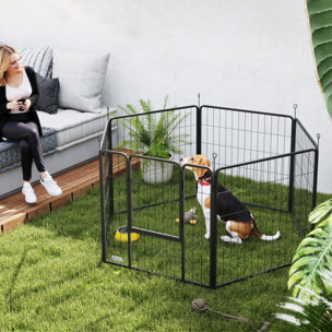 Parque para Perros de 6 Paneles de 80 cm de Altura, Vallas para Perros de Acero Plegable, con Puerta, para Interior y Exterior, Negro