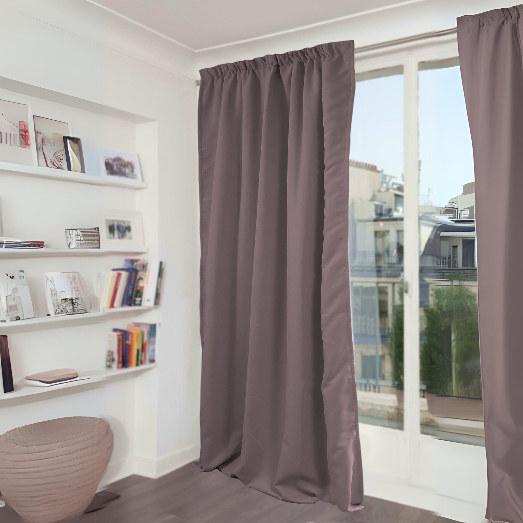 Rideau Phonique Occultant et Thermique 'MOONDREAM' galon fronceur - Gris Foncé