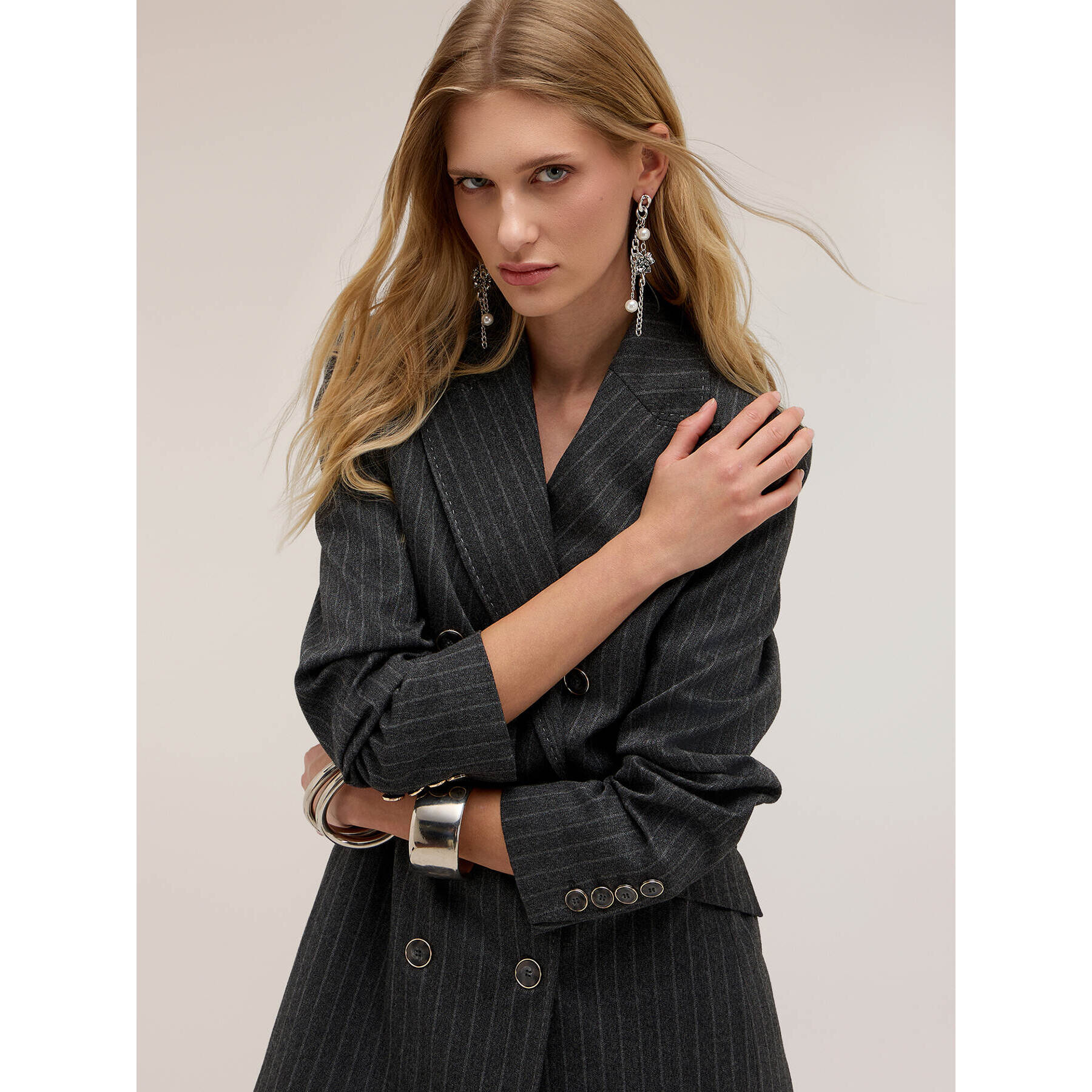 Motivi - Blazer doppiopetto gessato The Tailoring Lab - Grigio