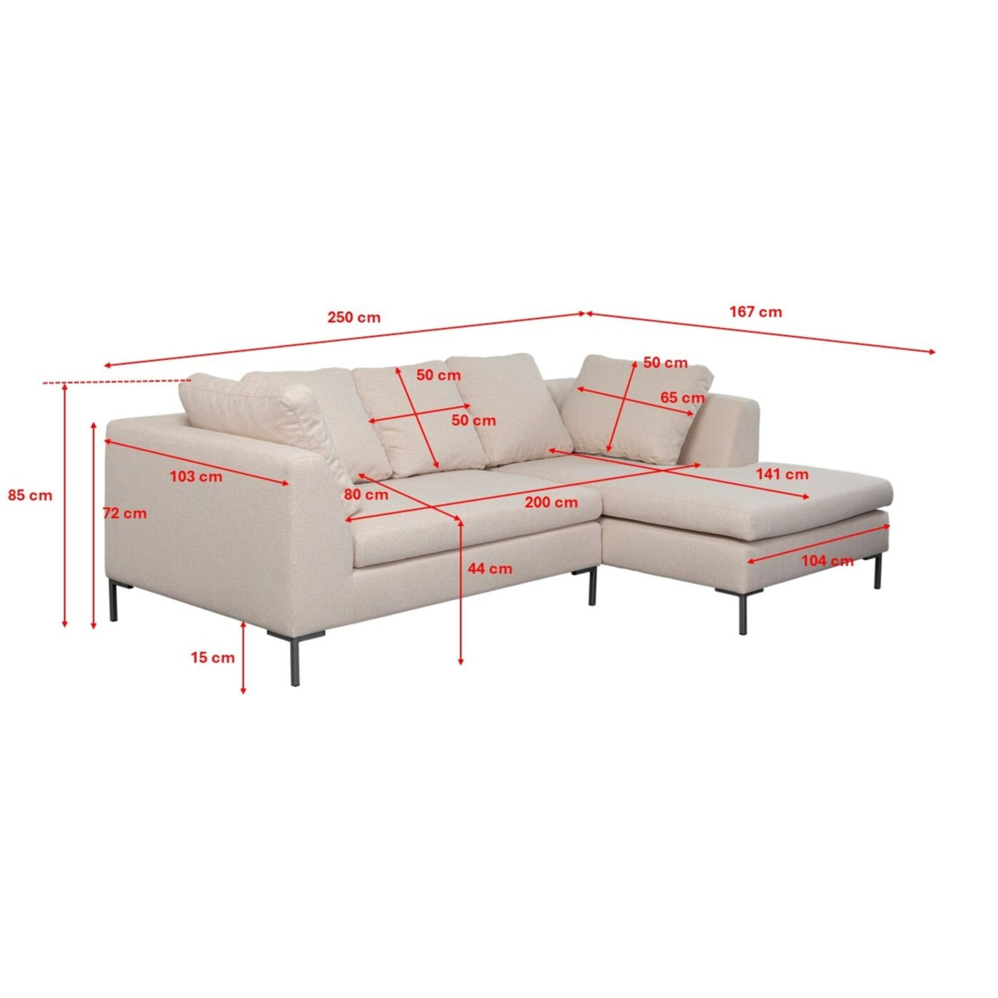 Canapé d'angle Gianna 250cm crème Kare Design