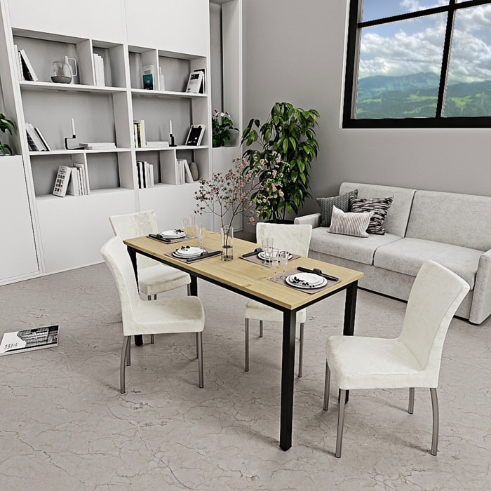 Scrivania Tavolo Da Computer PC In Legno Gambe In Metallo Scrittoio Desk Ufficio Studio Cameretta Soggiorno Design Moderno 138x55x73 Cm Nero E Rovere