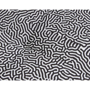 Rune - fauteuil motif graphique en velours - Noir / Blanc