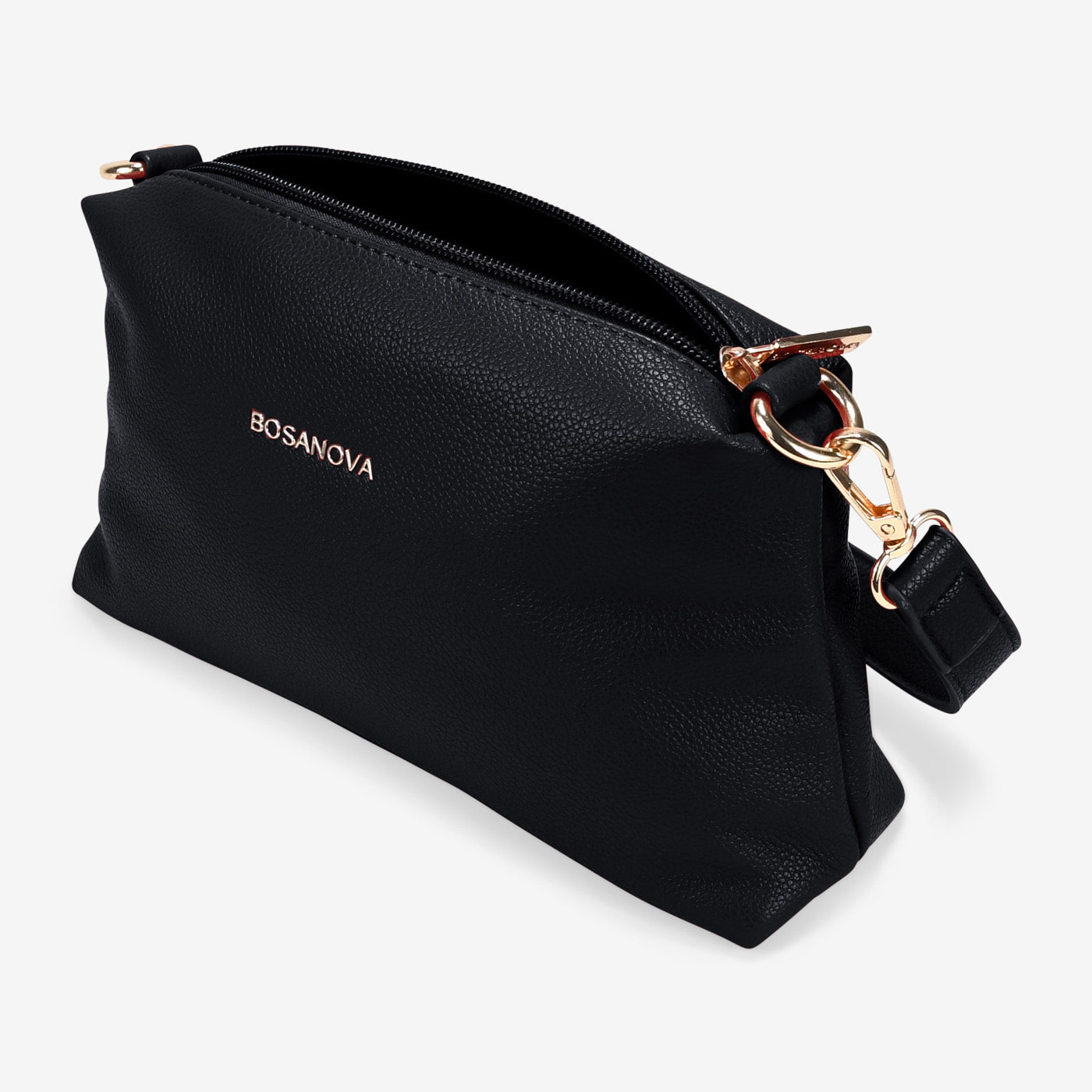 Bolso de hombro negro pequeño con cremallera