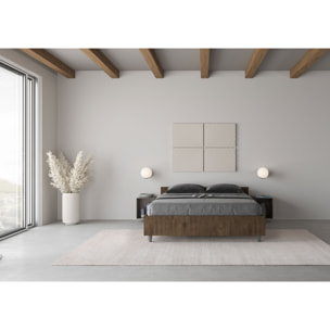 Cama con somier 140x190 nogal Nuamo