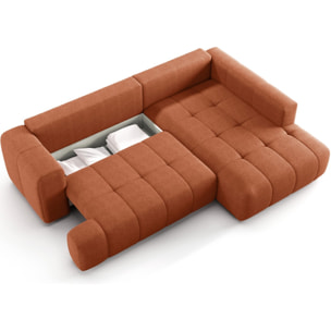 Canapé d'angle droit convertible 4 places en tissu chenille - ouverture rapide - BRERA