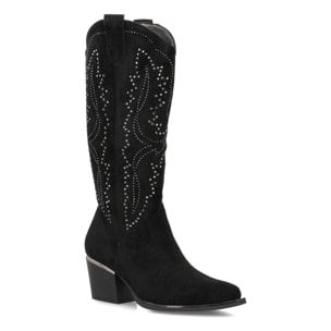 Bota cowboy para mujer de caña alta con diseño brillante, ideal temporada Otoño Invierno.