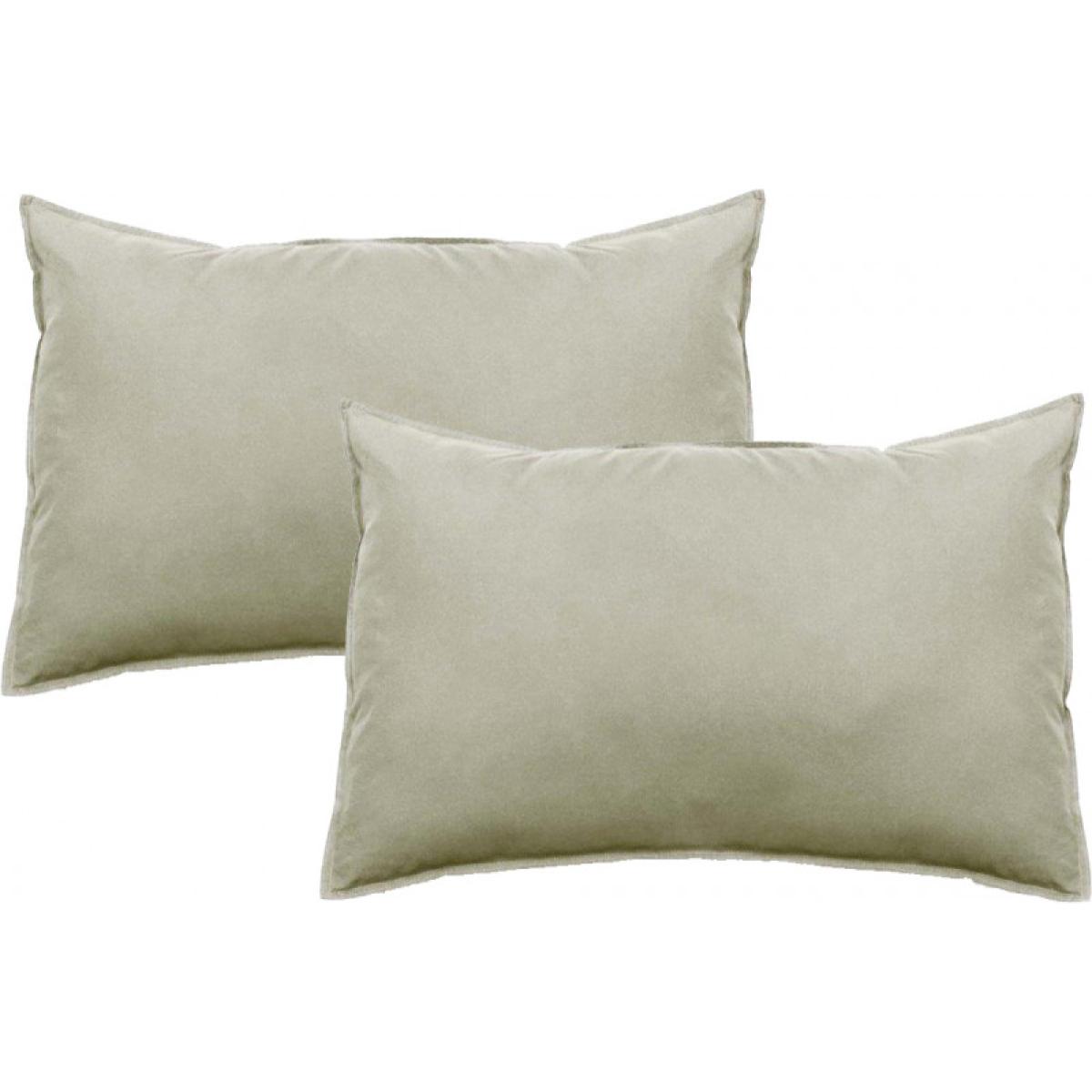 Lot de 2 taies d'oreiller Palace pur coton teint lavé 63 fils/cm² Vent du sud - Palace Romarin