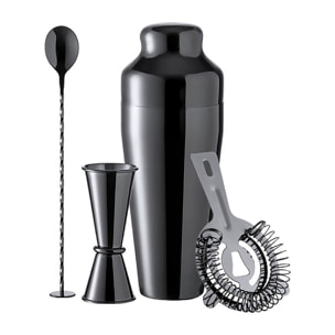 Set Cóctel Coctelera 550 ml. acero inox esmaltado con 4 Accesorios