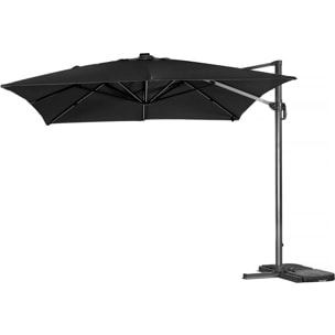 Parasol jardin déporté led alu "Sun 3 Luxe" 3 x 3 m - Noir