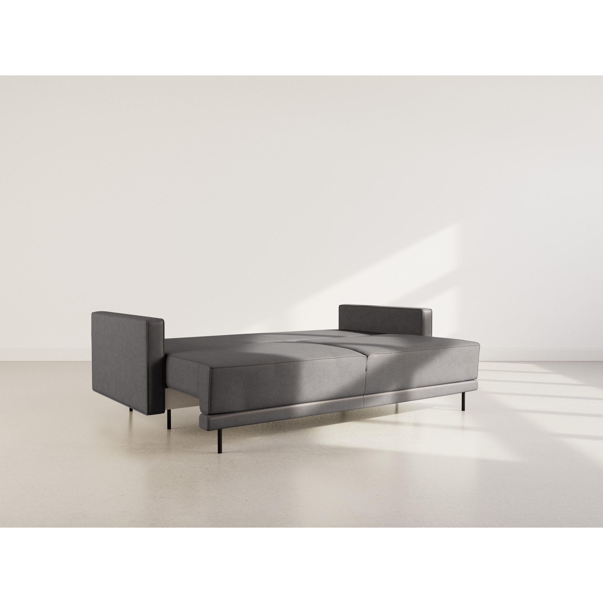 Charlie - Canapé droit 3 places convertible avec coffre en simili - Gris