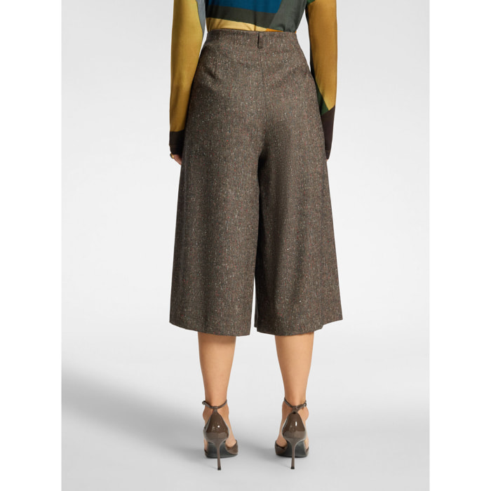Elena Mirò - Pantaloni palazzo cropped - Marrone