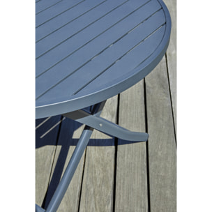 MARIUS - Table de jardin ronde pliante en aluminium gris anthracite