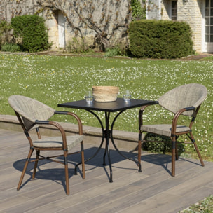 VIANNEY - Ensemble de jardin -table 70x70cm et 2 chaises grises