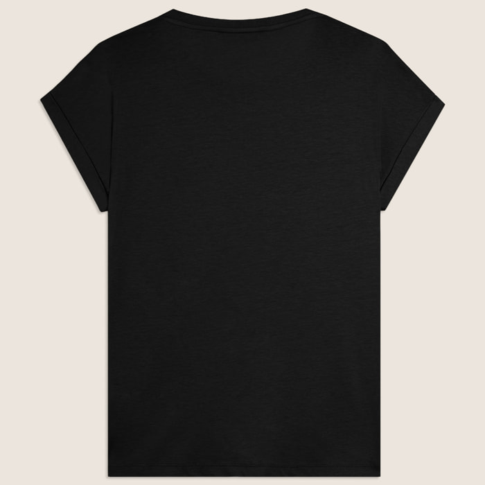 T-shirt Manica Corta con Dettaglio Animalier sulle Spalle