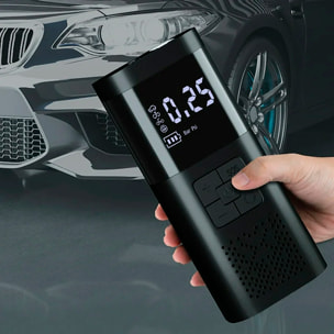 Bomba de aire portátil e inalámbrica paa coche, de 150PSI con luz LED, 3 modos de uso y 4 boquillas incluidas.