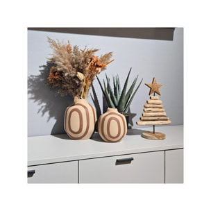 Sculpture petit sapin H. 35 cm en bois de teck brut et métal - AUDE