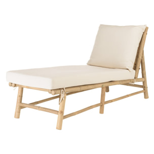 VITAL - Bain de soleil en bambou avec coussins couleur crème
